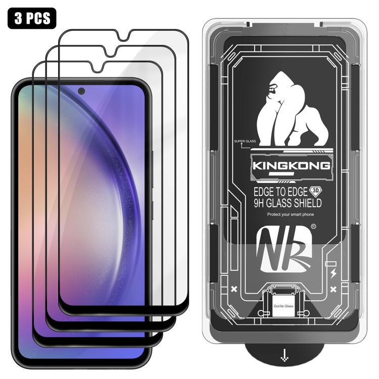 For Samsung Galaxy A54 5G 3pcs Easy Install Box Dust-Free 3D Curved Edge HD Electroplated Explosion-Proof Tempered Glass Film