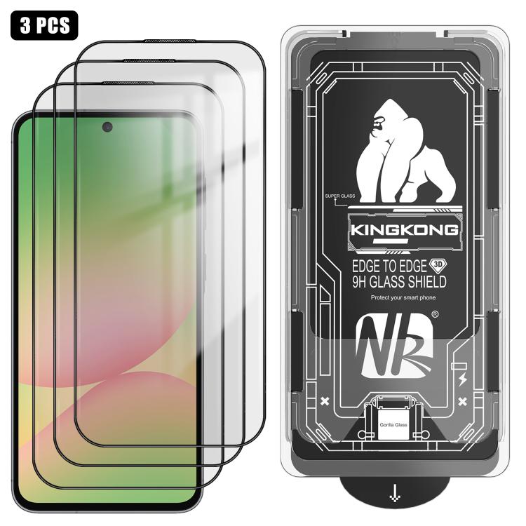 For Samsung Galaxy A56 5G 3pcs Easy Install Box Dust-Free 3D Curved Edge HD Electroplated Explosion-Proof Tempered Glass Film