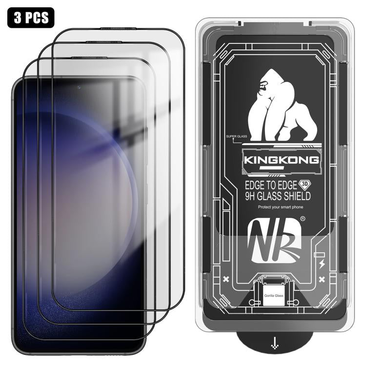 For Samsung Galaxy S23+ 5G 3pcs Easy Install Box Dust-Free 3D Curved Edge HD Electroplated Explosion-Proof Tempered Glass Film