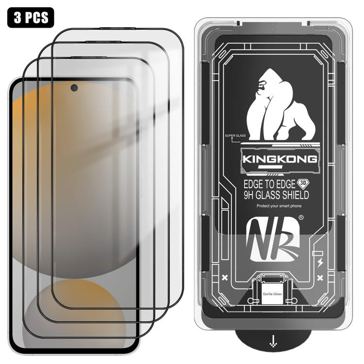 For Samsung Galaxy S24 FE 5G 3pcs Easy Install Box Dust-Free 3D Curved Edge HD Electroplated Explosion-Proof Tempered Glass Film