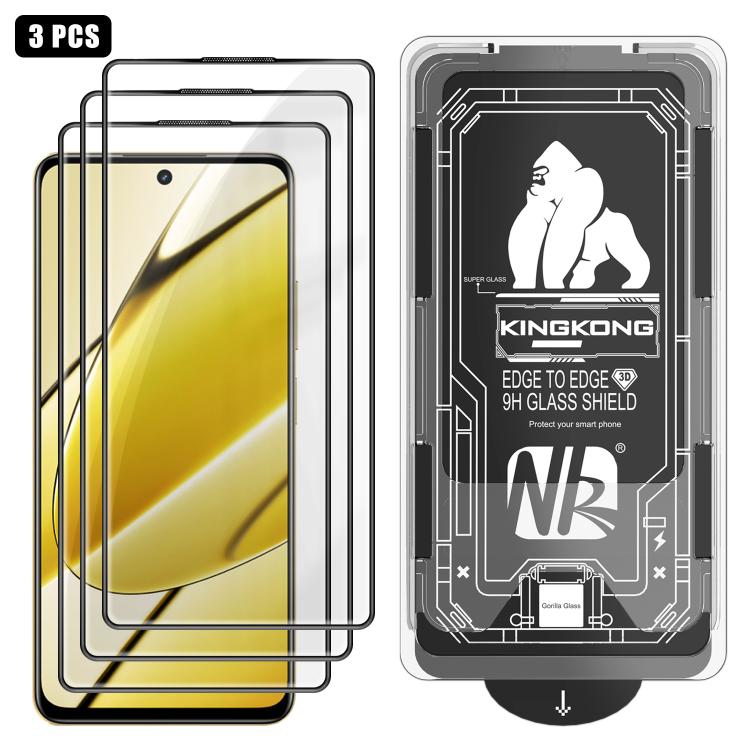 For Realme 11 5G 3pcs Easy Install Box Dust-Free 3D Curved Edge HD Electroplated Explosion-Proof Tempered Glass Film