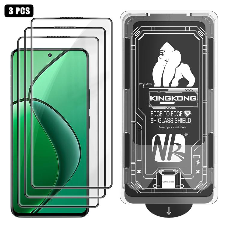For Realme 13 4G 3pcs Easy Install Box Dust-Free 3D Curved Edge HD Electroplated Explosion-Proof Tempered Glass Film