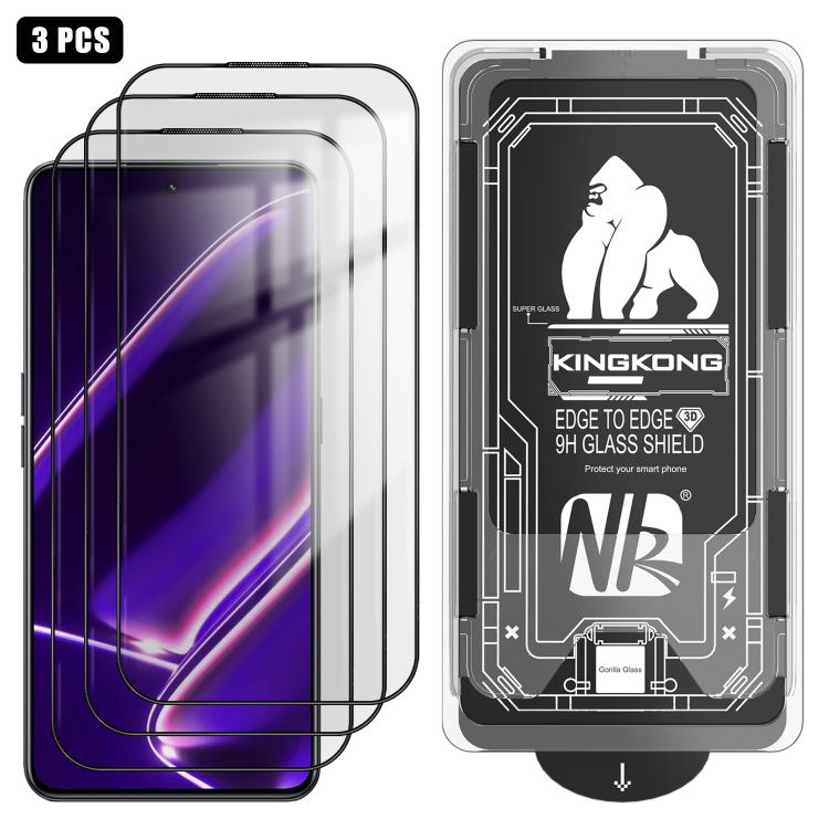 For Realme GT Neo 5 SE 3pcs Easy Install Box Dust-Free 3D Curved Edge HD Electroplated Explosion-Proof Tempered Glass Film
