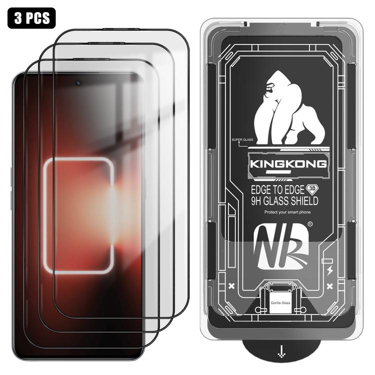 For Realme GT Neo 5 3pcs Easy Install Box Dust-Free 3D Curved Edge HD Electroplated Explosion-Proof Tempered Glass Film
