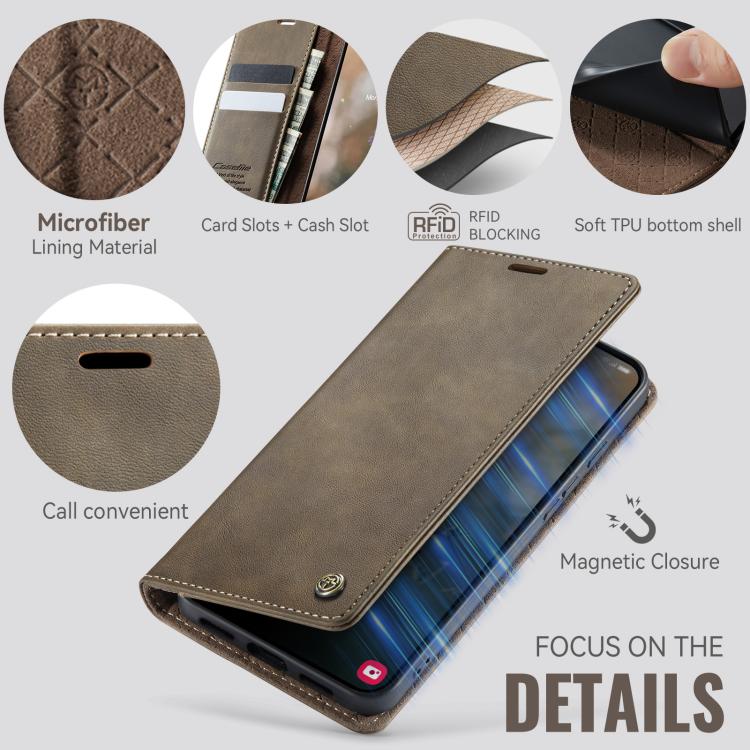 For Google Pixel 10a CaseMe 033 Calf Leather Lining Microfibre RFID Blocking Phone Case