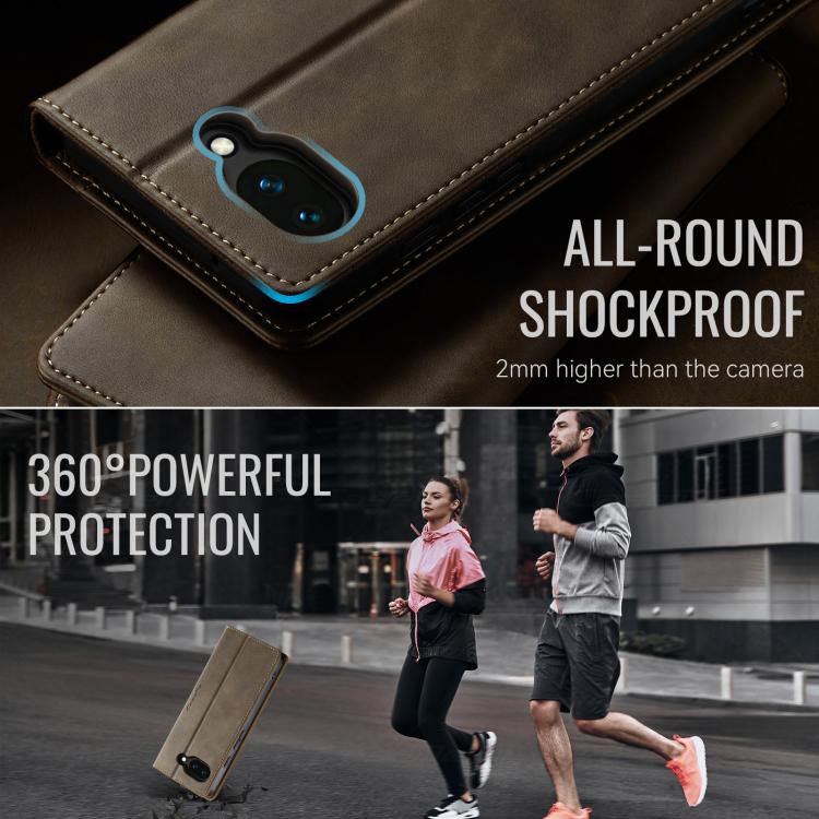 For Google Pixel 10a CaseMe 033 Calf Leather Lining Microfibre RFID Blocking Phone Case