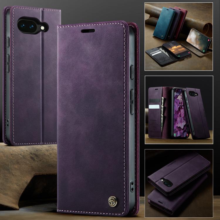 For Google Pixel 10a CaseMe 033 Calf Leather Lining Microfibre RFID Blocking Phone Case