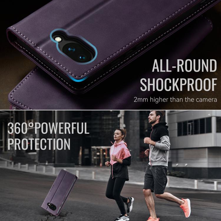 For Google Pixel 10a CaseMe 033 Calf Leather Lining Microfibre RFID Blocking Phone Case