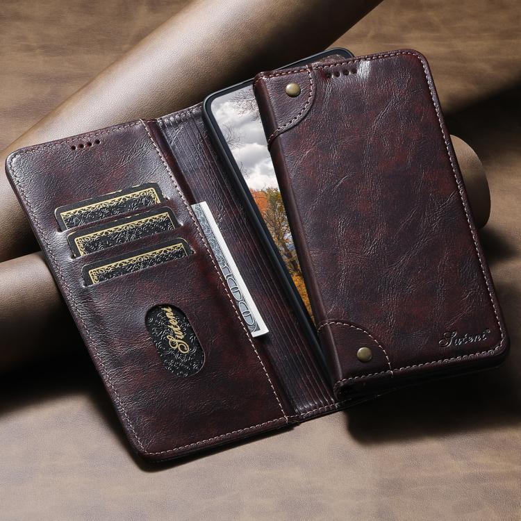 For Samsug Galaxy S25 5G Suteni Baroque Calf Texture Buckle Wallet Leather Phone Case