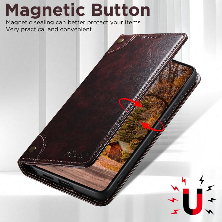 For Samsug Galaxy S25 5G Suteni Baroque Calf Texture Buckle Wallet Leather Phone Case