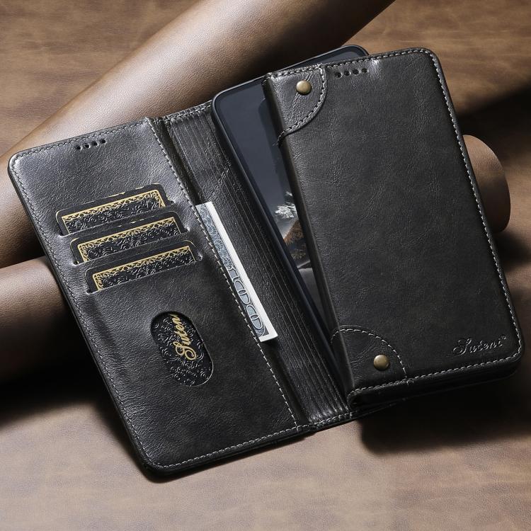 For Samsung Galaxy S25+ 5G Suteni Baroque Calf Texture Buckle Wallet Leather Phone Case