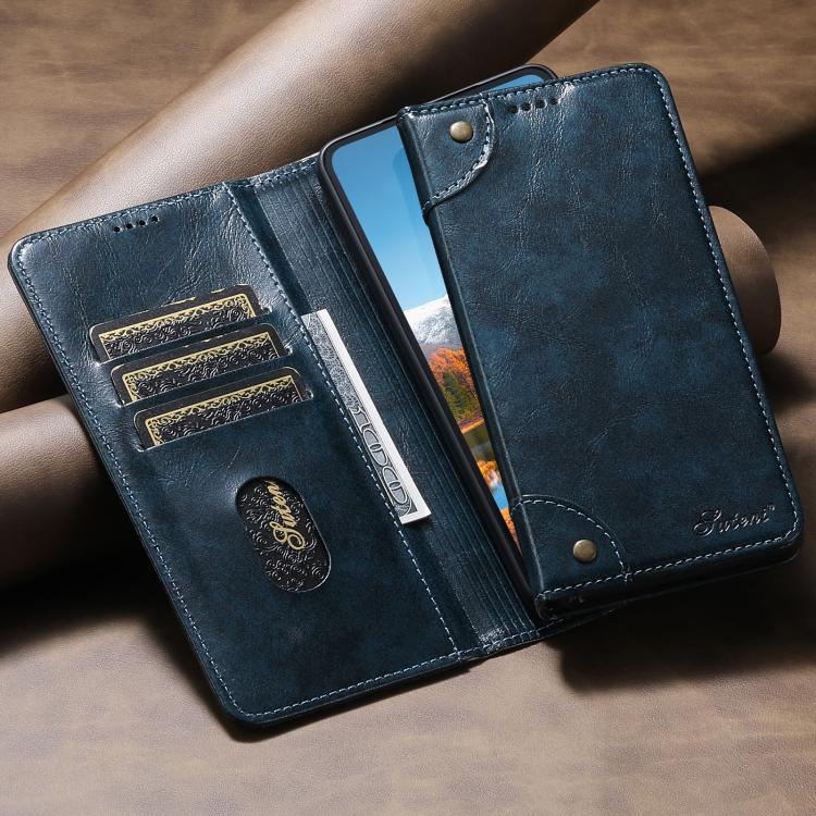 For Samsung Galaxy S25+ 5G Suteni Baroque Calf Texture Buckle Wallet Leather Phone Case