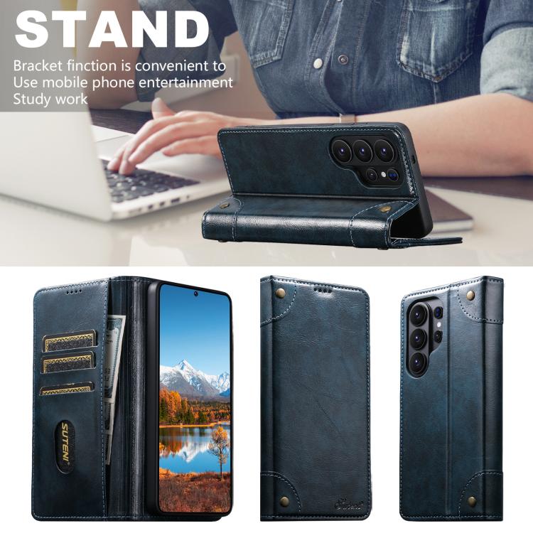 For Samsug Galaxy S25 Ultra 5G Suteni Baroque Calf Texture Buckle Wallet Leather Phone Case