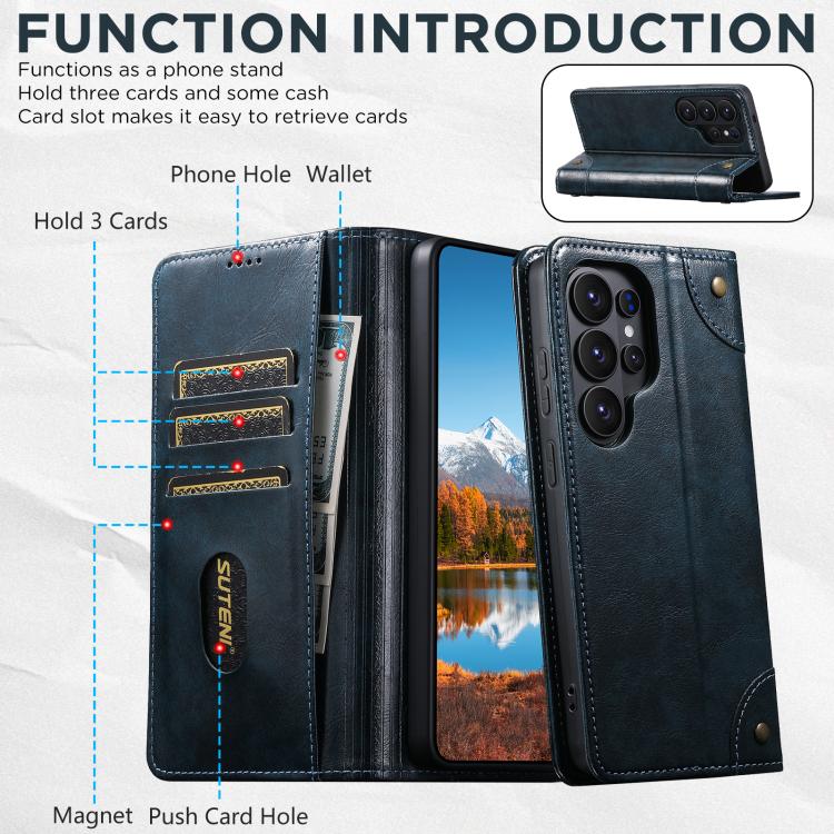 For Samsug Galaxy S26 Ultra 5G Suteni Baroque Calf Texture Buckle Wallet Leather Phone Case