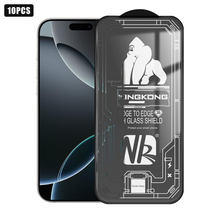 For iPhone 16 Pro Max 10pcs 3D Large Arc Edge Electroplated Explosion-Proof Scratch-Resistant Full-Screen HD Tempered Glass Film