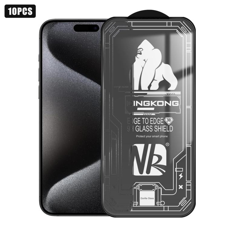 For iPhone 15 Pro Max 10pcs 3D Large Arc Edge Electroplated Explosion-Proof Scratch-Resistant Full-Screen HD Tempered Glass Film