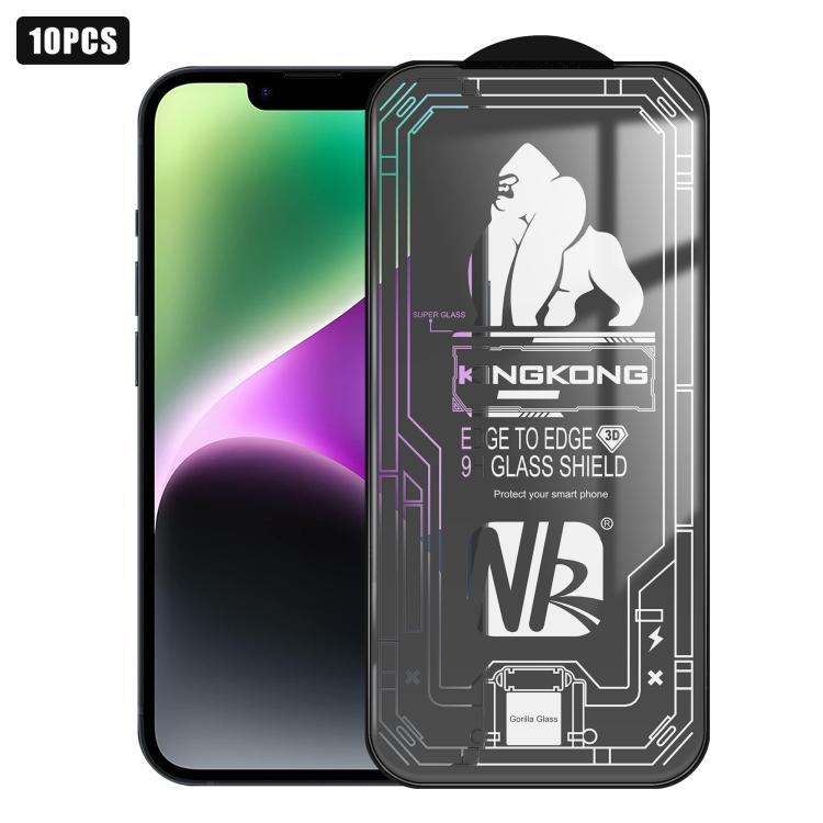 For iPhone 14 10pcs 3D Large Arc Edge Electroplated Explosion-Proof Scratch-Resistant Full-Screen HD Tempered Glass Film