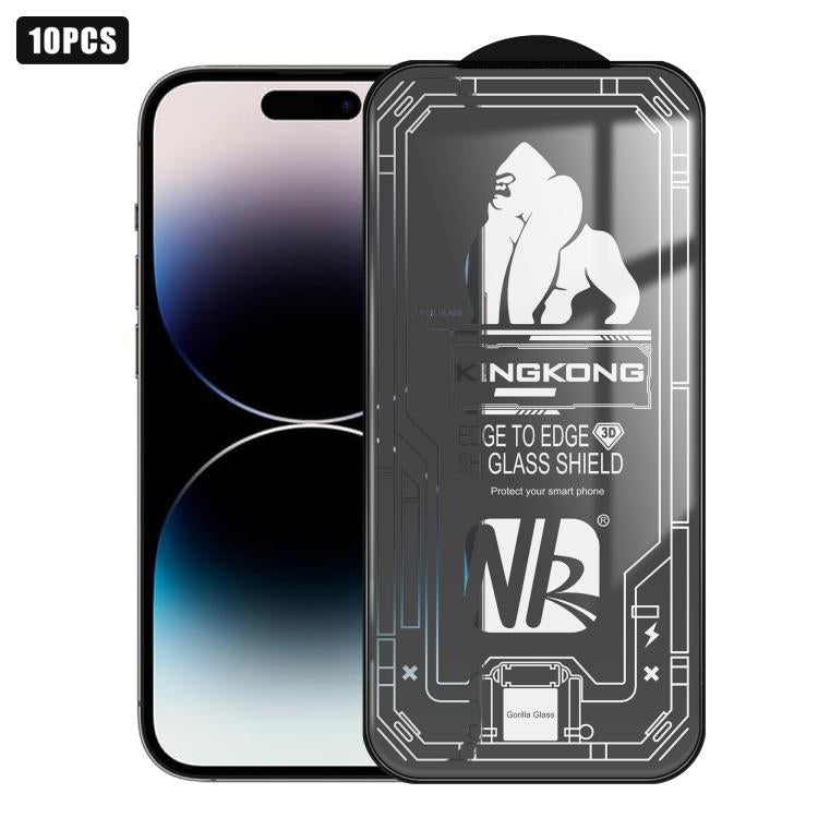 For iPhone 14 Pro Max 10pcs 3D Large Arc Edge Electroplated Explosion-Proof Scratch-Resistant Full-Screen HD Tempered Glass Film