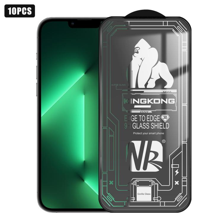 For iPhone 13 Pro 10pcs 3D Large Arc Edge Electroplated Explosion-Proof Scratch-Resistant Full-Screen HD Tempered Glass Film