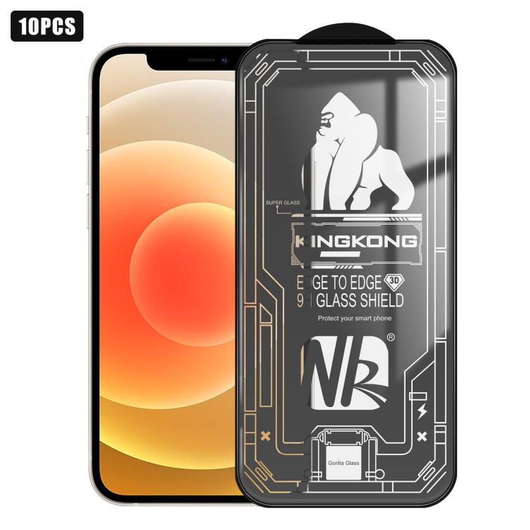 For iPhone 12 10pcs 3D Large Arc Edge Electroplated Explosion-Proof Scratch-Resistant Full-Screen HD Tempered Glass Film