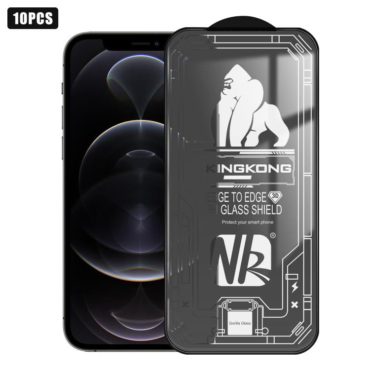 For iPhone 12 Pro 10pcs 3D Large Arc Edge Electroplated Explosion-Proof Scratch-Resistant Full-Screen HD Tempered Glass Film