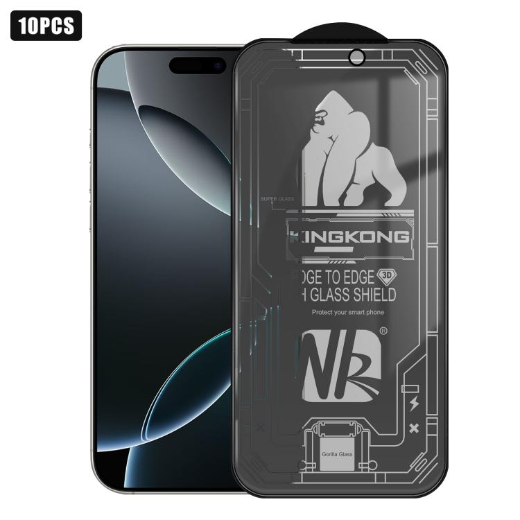 For iPhone 16 Pro 10pcs 3D Large Arc Edge Electroplated Explosion-Proof Scratch-Resistant Full-Screen 28-Degree Privacy Tempered Glass Film
