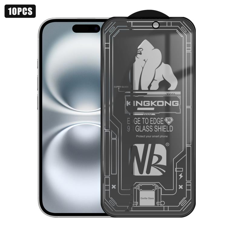 For iPhone 16 10pcs 3D Large Arc Edge Electroplated Explosion-Proof Scratch-Resistant Full-Screen 28-Degree Privacy Tempered Glass Film