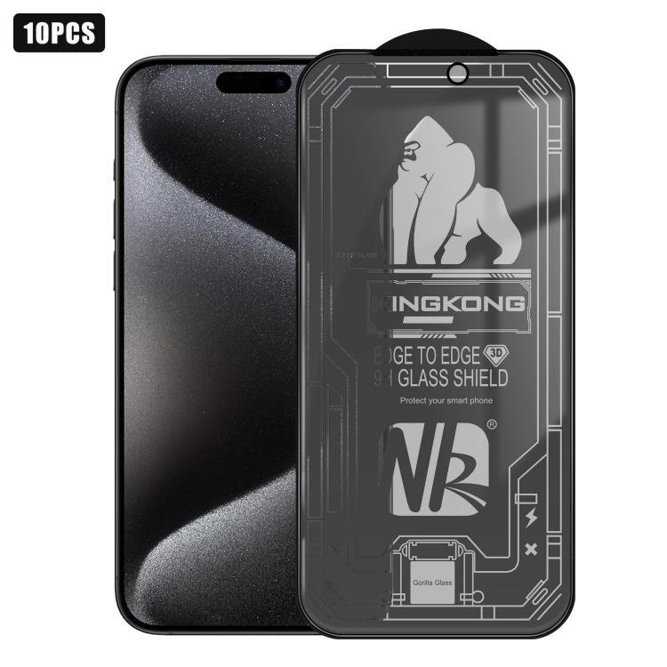 For iPhone 15 Pro 10pcs 3D Large Arc Edge Electroplated Explosion-Proof Scratch-Resistant Full-Screen 28-Degree Privacy Tempered Glass Film