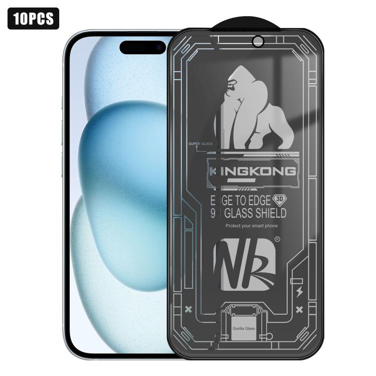 For iPhone 15 10pcs 3D Large Arc Edge Electroplated Explosion-Proof Scratch-Resistant Full-Screen 28-Degree Privacy Tempered Glass Film