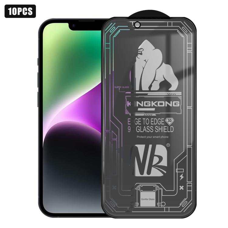For iPhone 14 10pcs 3D Large Arc Edge Electroplated Explosion-Proof Scratch-Resistant Full-Screen 28-Degree Privacy Tempered Glass Film