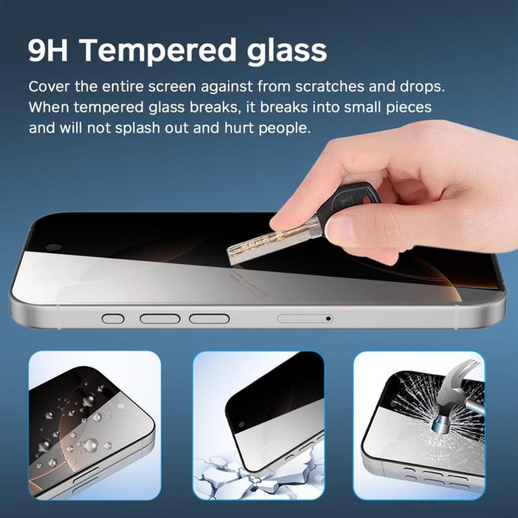 For iPhone 16 10pcs 3D Large Arc Edge Electroplated Explosion-Proof Scratch-Resistant Full-Screen 28-Degree Privacy Tempered Glass Film