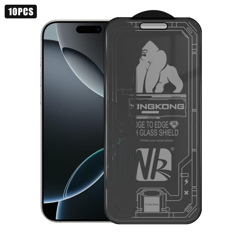For iPhone 16 Pro 10pcs 3D Large Arc Edge Electroplated Explosion-Proof Scratch-Resistant Full-Screen 360 Privacy Tempered Glass Film