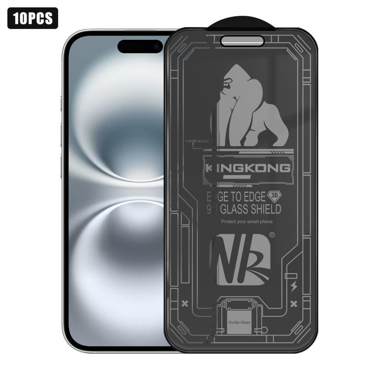 For iPhone 16 10pcs 3D Large Arc Edge Electroplated Explosion-Proof Scratch-Resistant Full-Screen 360 Privacy Tempered Glass Film
