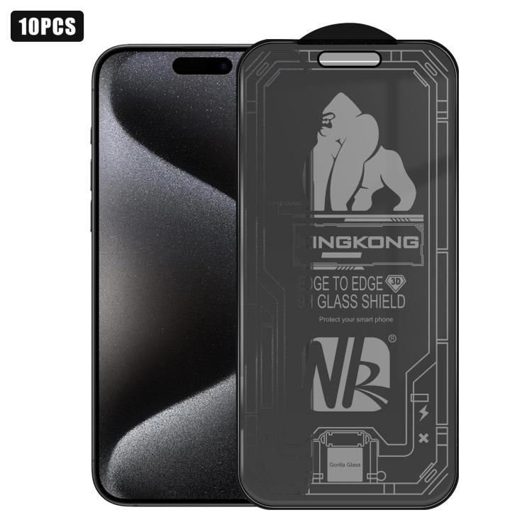 For iPhone 15 Pro 10pcs 3D Large Arc Edge Electroplated Explosion-Proof Scratch-Resistant Full-Screen 360 Privacy Tempered Glass Film
