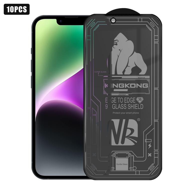For iPhone 14 10pcs 3D Large Arc Edge Electroplated Explosion-Proof Scratch-Resistant Full-Screen 360 Privacy Tempered Glass Film