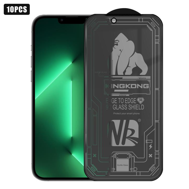 For iPhone 13 Pro Max 10pcs 3D Large Arc Edge Electroplated Explosion-Proof Scratch-Resistant Full-Screen 360 Privacy Tempered Glass Film