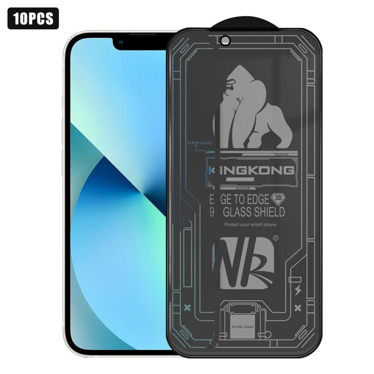 For iPhone 13 10pcs 3D Large Arc Edge Electroplated Explosion-Proof Scratch-Resistant Full-Screen 360 Privacy Tempered Glass Film