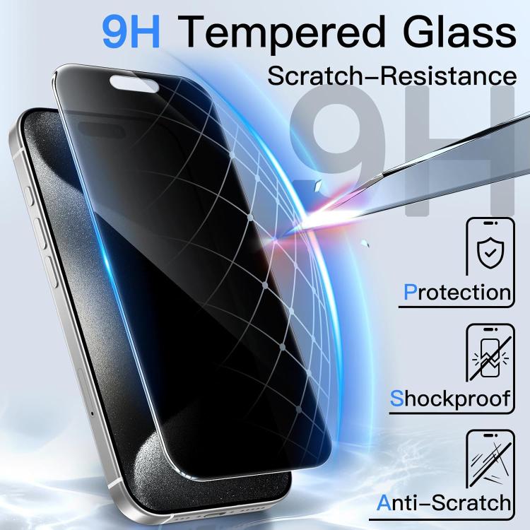 For iPhone 14 Pro 10pcs 3D Large Arc Edge Electroplated Explosion-Proof Scratch-Resistant Full-Screen 360 Privacy Tempered Glass Film