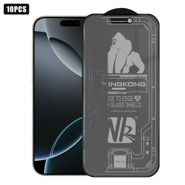 For iPhone 16 Pro Max 10pcs 3D Large Arc Edge Electroplated Explosion-Proof Scratch-Resistant Full-Screen Frosted Privacy Tempered Glass Film