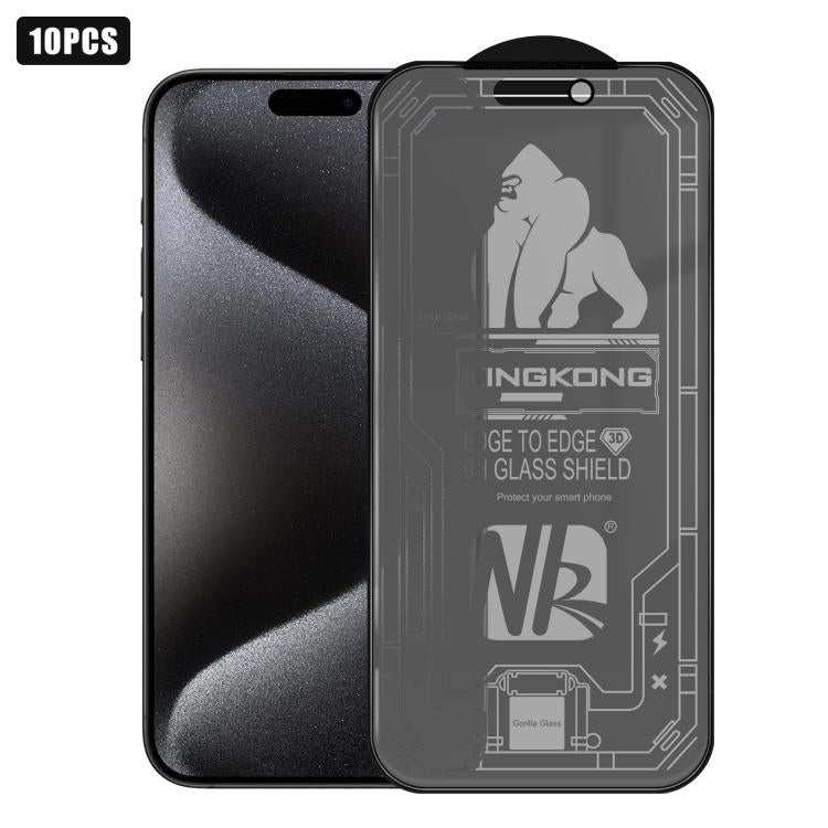 For iPhone 15 Pro 10pcs 3D Large Arc Edge Electroplated Explosion-Proof Scratch-Resistant Full-Screen Frosted Privacy Tempered Glass Film