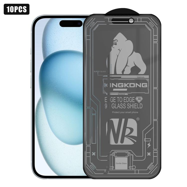 For iPhone 15 10pcs 3D Large Arc Edge Electroplated Explosion-Proof Scratch-Resistant Full-Screen Frosted Privacy Tempered Glass Film