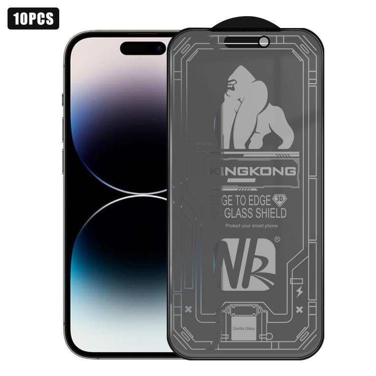 For iPhone 14 Pro Max 10pcs 3D Large Arc Edge Electroplated Explosion-Proof Scratch-Resistant Full-Screen Frosted Privacy Tempered Glass Film