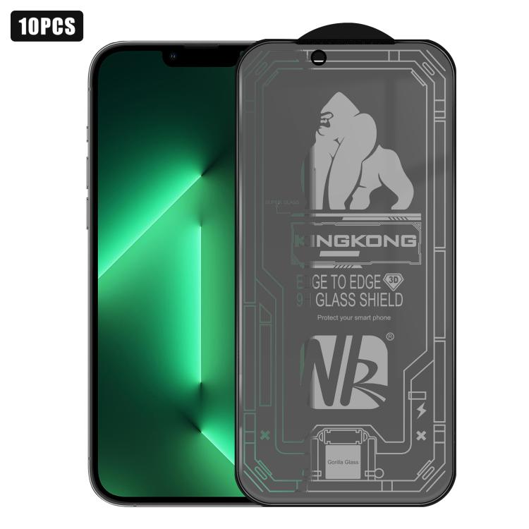 For iPhone 13 Pro 10pcs 3D Large Arc Edge Electroplated Explosion-Proof Scratch-Resistant Full-Screen Frosted Privacy Tempered Glass Film