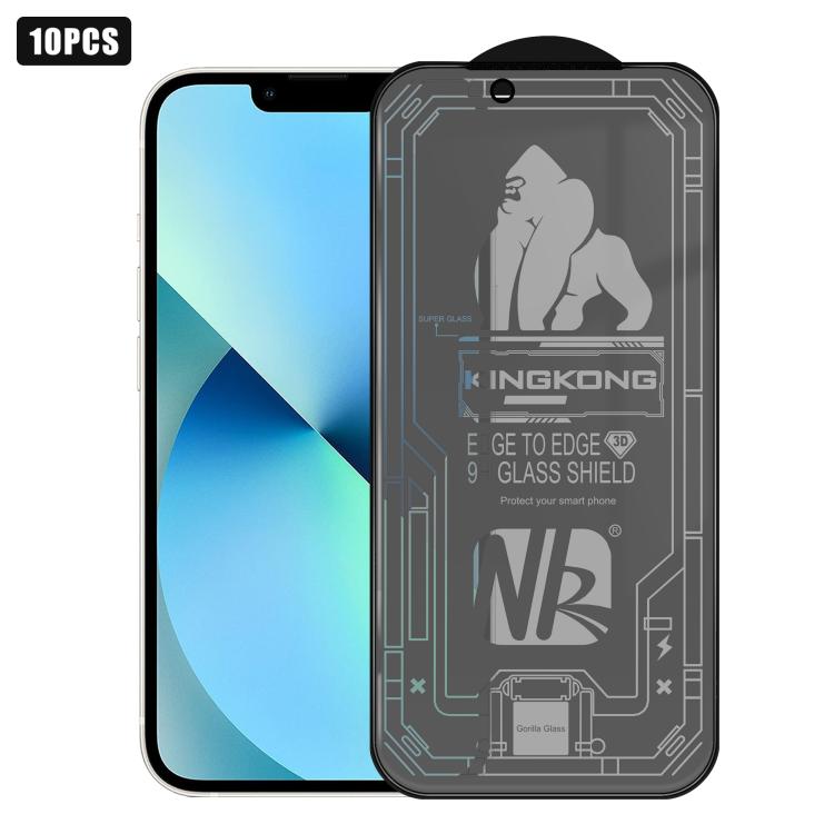 For iPhone 13 10pcs 3D Large Arc Edge Electroplated Explosion-Proof Scratch-Resistant Full-Screen Frosted Privacy Tempered Glass Film