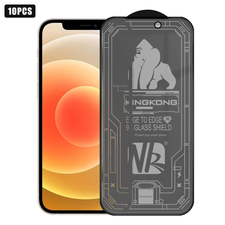 For iPhone 12 10pcs 3D Large Arc Edge Electroplated Explosion-Proof Scratch-Resistant Full-Screen Frosted Privacy Tempered Glass Film