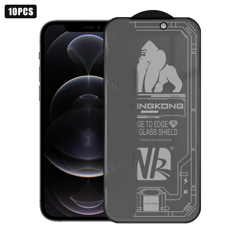 For iPhone 12 Pro 10pcs 3D Large Arc Edge Electroplated Explosion-Proof Scratch-Resistant Full-Screen Frosted Privacy Tempered Glass Film