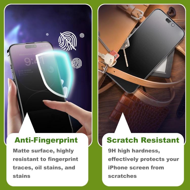 For iPhone 15 Pro 10pcs 3D Large Arc Edge Electroplated Explosion-Proof Scratch-Resistant Full-Screen Frosted Privacy Tempered Glass Film