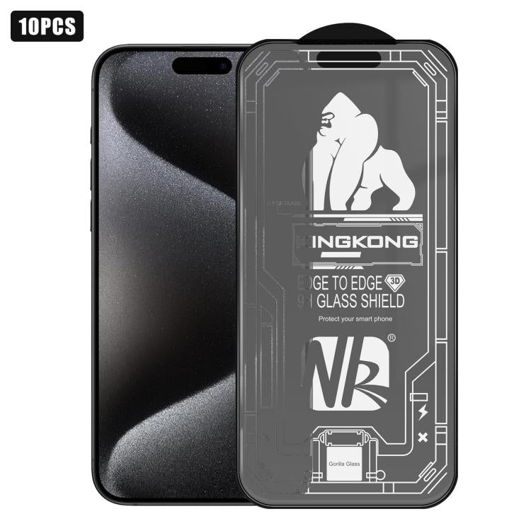 For iPhone 15 Pro Max 10pcs 3D Large Arc Edge Electroplated Explosion-Proof Scratch-Resistant Full-Screen Frosted HD Tempered Glass Film