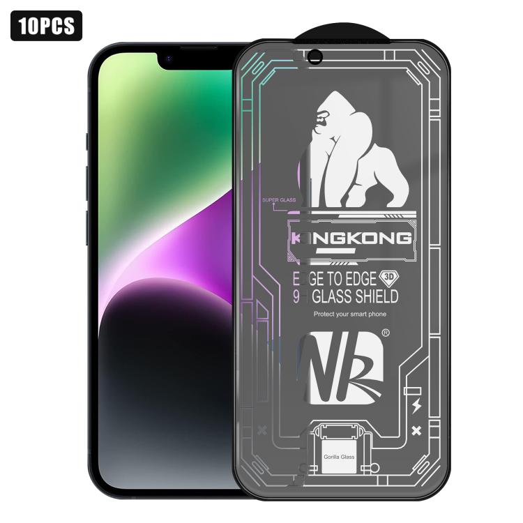 For iPhone 14 10pcs 3D Large Arc Edge Electroplated Explosion-Proof Scratch-Resistant Full-Screen Frosted HD Tempered Glass Film