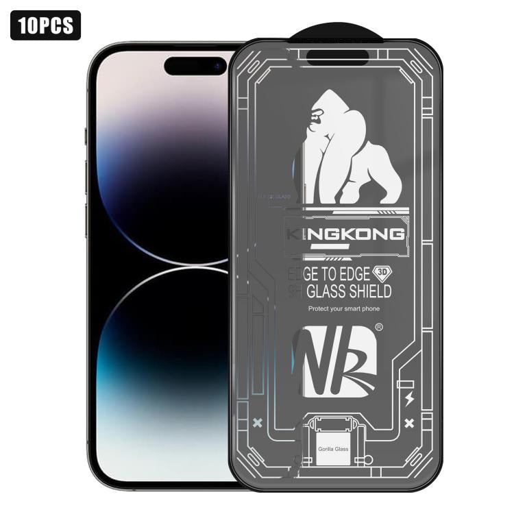 For iPhone 14 Pro 10pcs 3D Large Arc Edge Electroplated Explosion-Proof Scratch-Resistant Full-Screen Frosted HD Tempered Glass Film